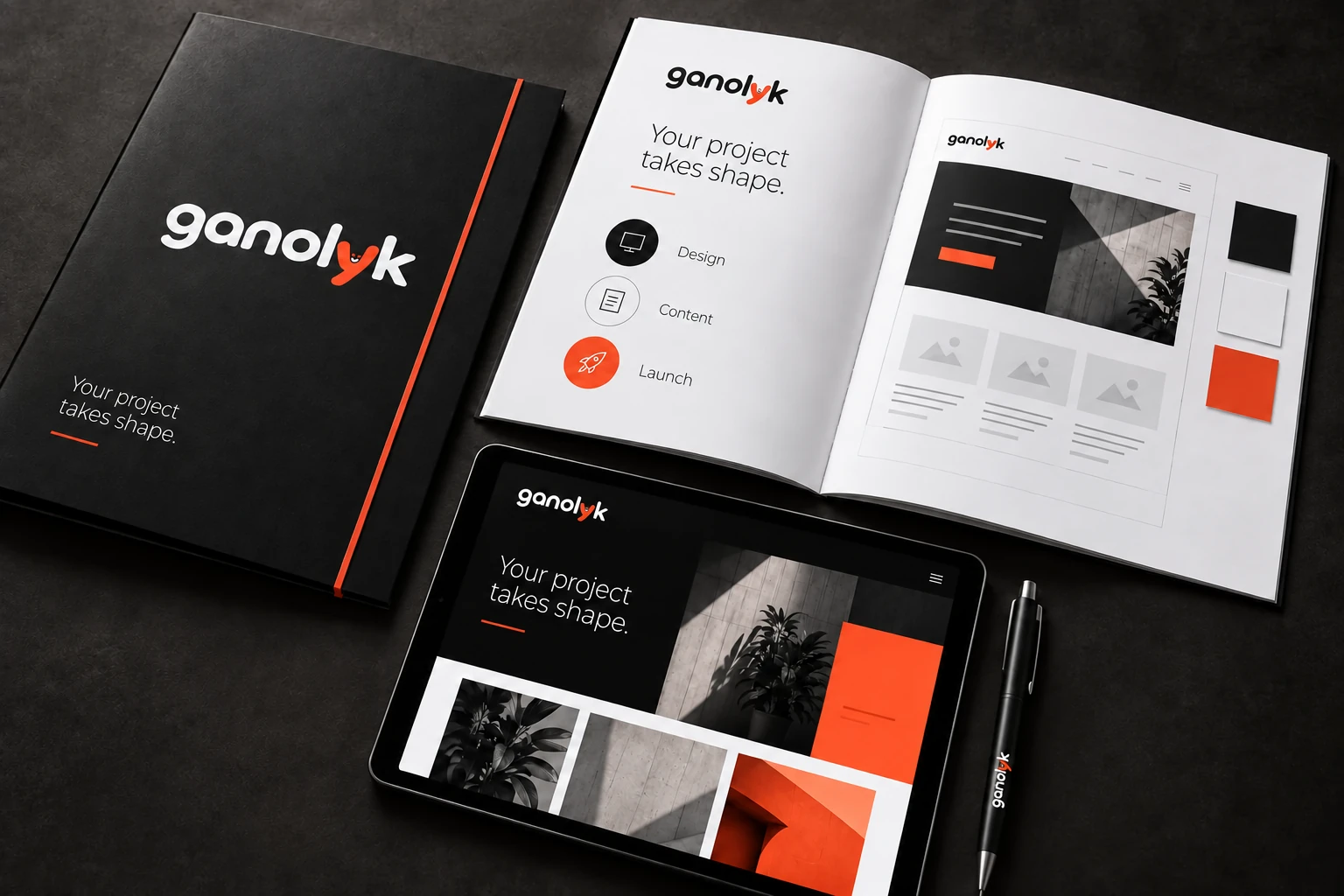 A visual presentation of a ganolyk website project.