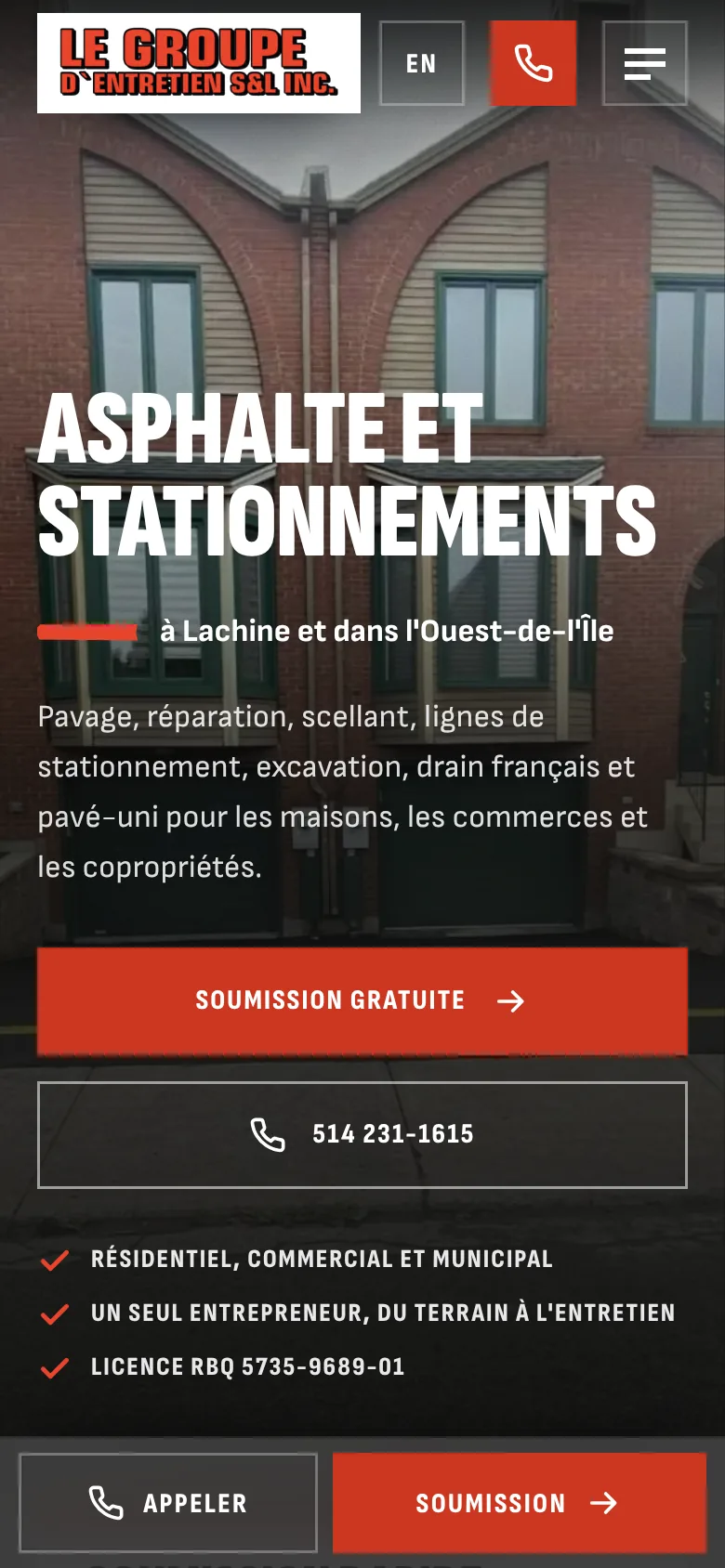 Le site du Groupe d’Entretien S&L sur téléphone.