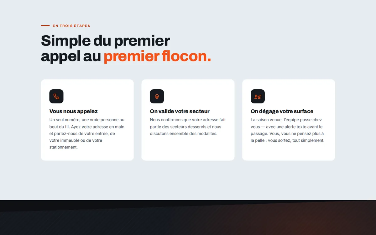 Déneigement TEA — Les trois étapes, expliquées simplement.