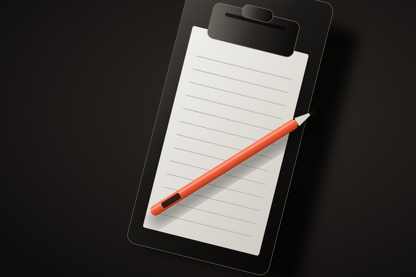 A clipboard and a coral pencil, ready for a quote.